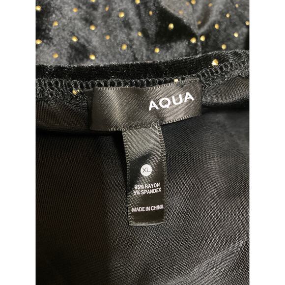 Aqua Black Velvet Velour Polka Dot Long Sleeve Tie Front Peplum Blouse Top Sz XL - Picture 3 of 3